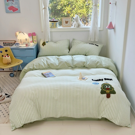 珺柔家纺 2025新款全棉水洗棉提花毛巾绣四件套 许愿小树