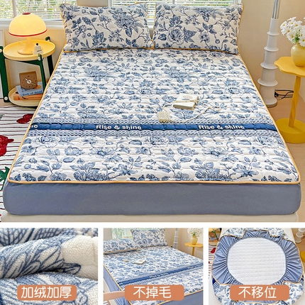 91家纺网 家纺一手货源 找家纺 （总）帛洵 2025新款舒适亲肤高克重牛奶绒夹棉床笠