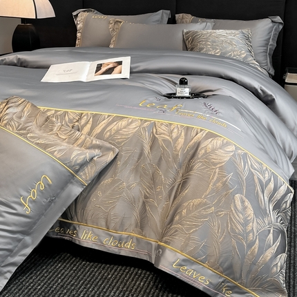 91家纺网 家纺一手货源 找家纺 帝王家纺 2025春夏新款浮雕刺绣亲肤棉四件套-金枝玉叶 金枝玉叶-宾利蓝