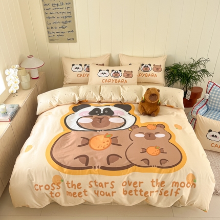 91家纺网 家纺一手货源 找家纺 （总）博雅 2025新款卡皮巴拉系列全棉印花四件套