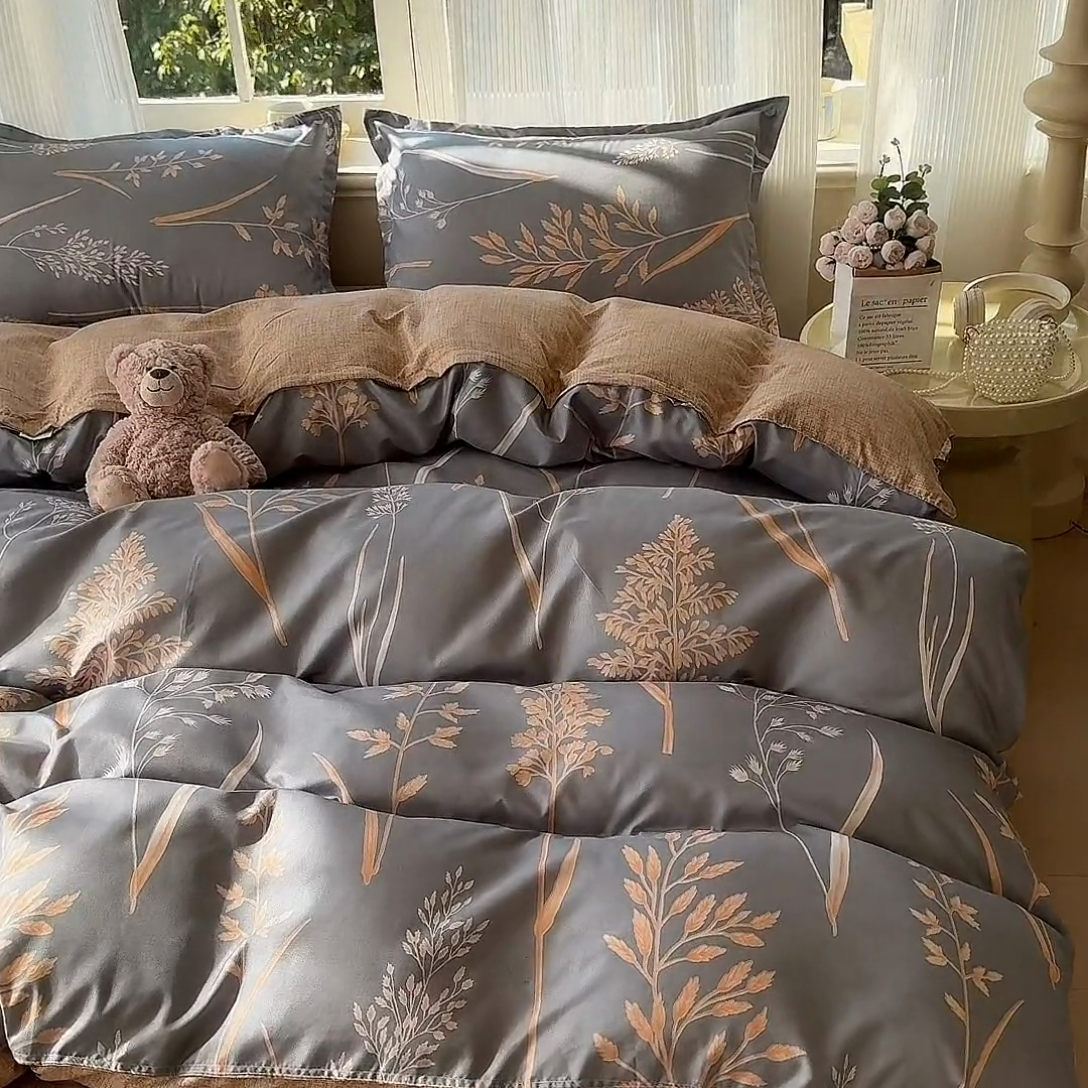 91家纺网 家纺一手货源 找家纺 赫然家纺 新款舒适柔软亲肤爆款芦荟棉四件套货源充足 闲趣漫舞