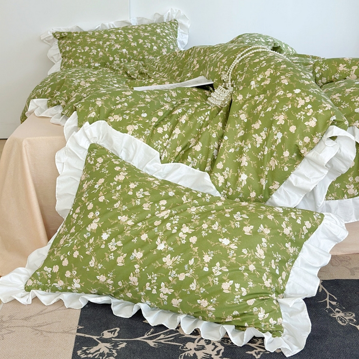 91家纺网 家纺一手货源 找家纺 澳萝拉 2025新款全棉斜纹花边印花四件套 穆夏