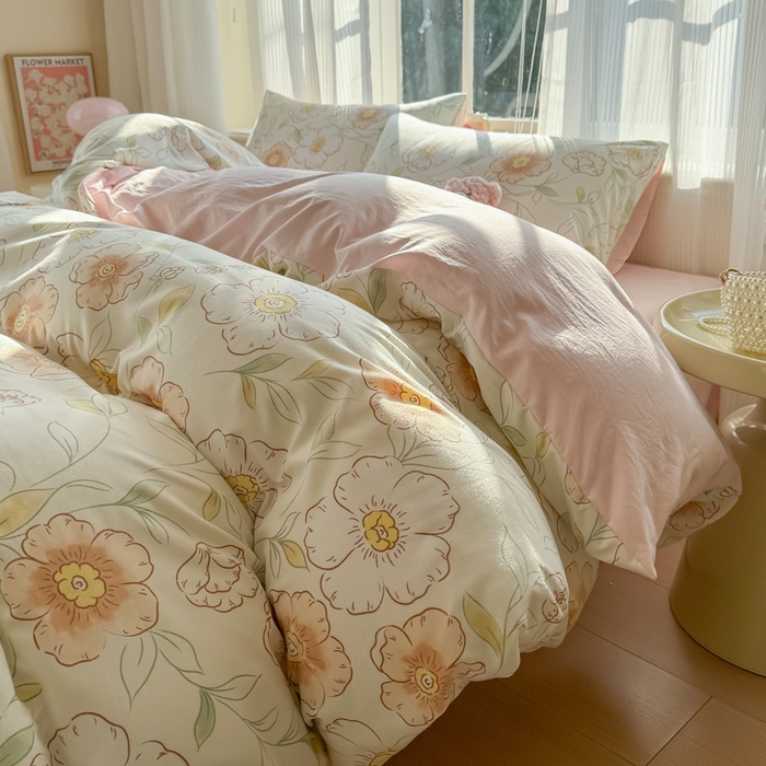 91家纺网 家纺一手货源 找家纺 赫然 2026新款水洗双层纱单品被套 露华浓