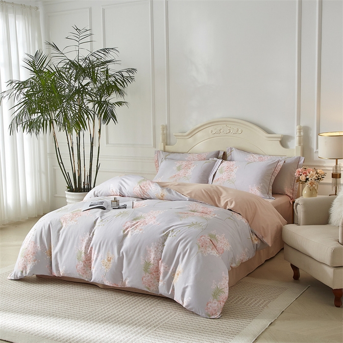 91家纺网 家纺一手货源 找家纺 曼秀琳 2025新款铂金棉数码印花四件套(全棉133*76) 芊然-桔