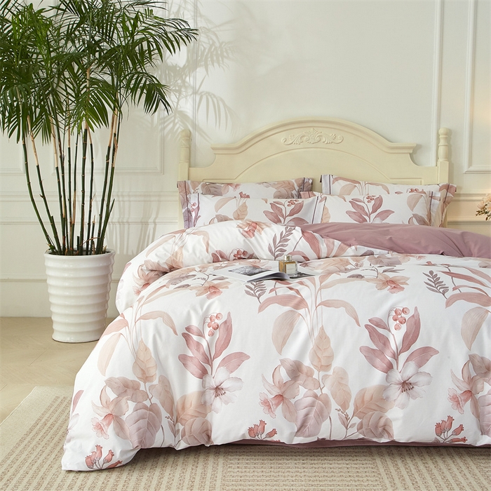 91家纺网 家纺一手货源 找家纺 曼秀琳 2025新款铂金棉数码印花四件套(全棉133*76) 青青蔓草-粉