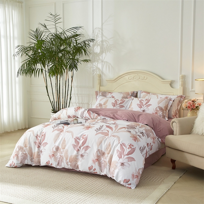 91家纺网 家纺一手货源 找家纺 曼秀琳 2025新款铂金棉数码印花四件套(全棉133*76) 青青蔓草-粉