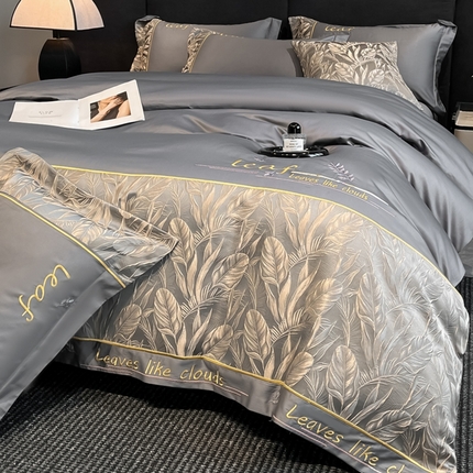 91家纺网 家纺一手货源 找家纺 帝王家纺 2025春夏新款浮雕刺绣亲肤棉四件套-金枝玉叶 金枝玉叶-宾利蓝