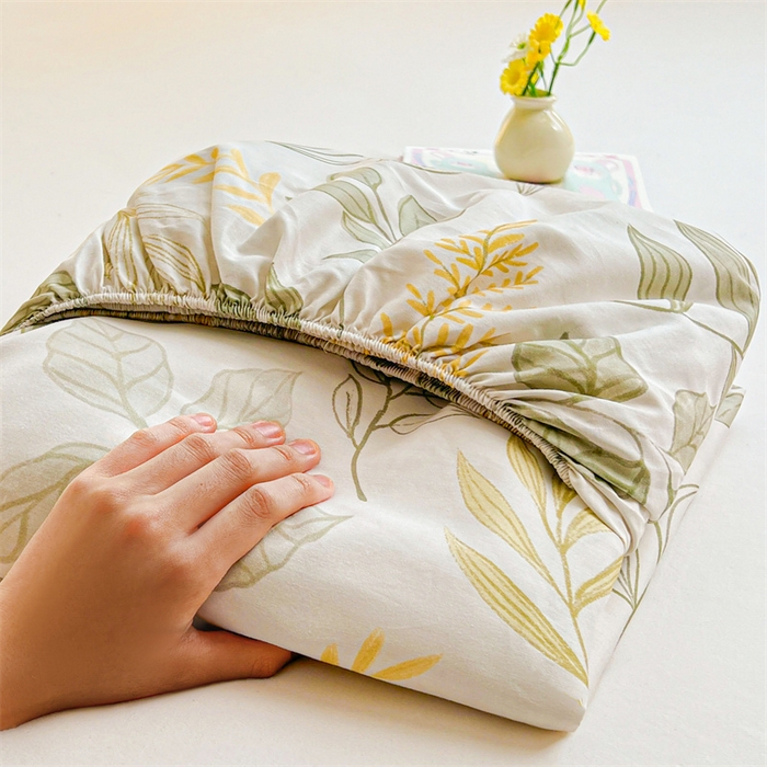 91家纺网 家纺一手货源 找家纺 雯豆2025春夏新品全棉床笠三件套学生成人印花纯棉床罩 全棉床笠-丛林兔