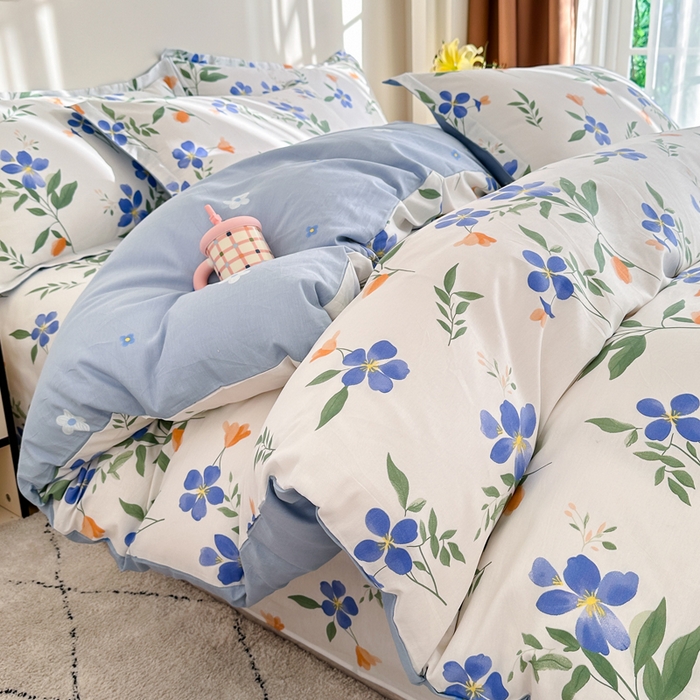 91家纺网 家纺一手货源 找家纺 棉造家居 2025新款亲肤舒适全棉纯棉印花系列三/四件套 清风