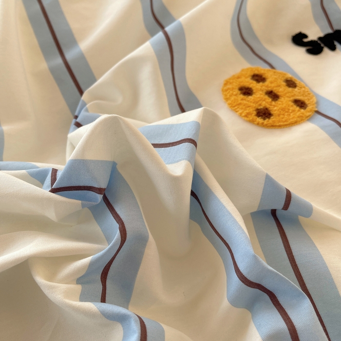 91家纺网 家纺一手货源 找家纺 美乐迪家纺 2025新款休闲风系列全棉毛巾绣四件套 玩趣m豆