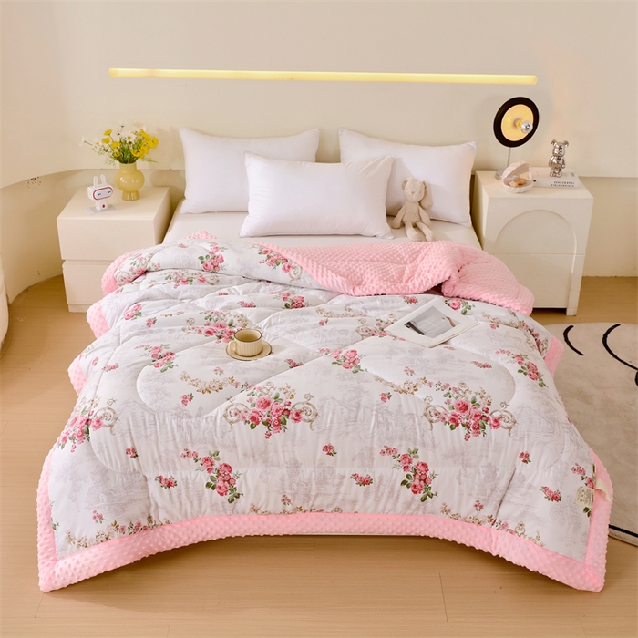 91家纺网 家纺一手货源 找家纺 云家 2025新款豆豆绒被子被芯夏凉被空调被四季被 花语