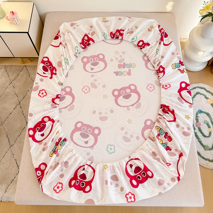 91家纺网 家纺一手货源 找家纺 棉造家居 2025新款亲肤舒适全棉纯棉印花单床笠 草莓熊熊