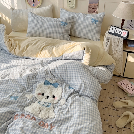 91家纺网 家纺一手货源 找家纺 （总）水墨江南 2025新款超柔水洗棉贴布绣四件套