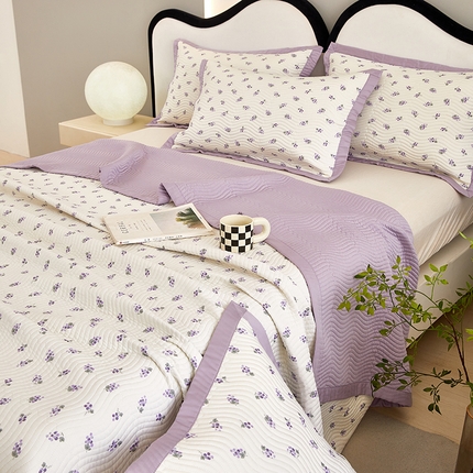 莎果 2025春夏莫代尔印花高温砂洗床盖三件套四件套 紫葡萄