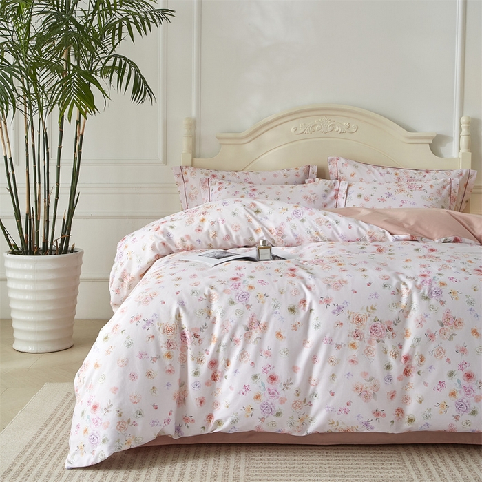 91家纺网 家纺一手货源 找家纺 曼秀琳 2025新款铂金棉数码印花四件套(全棉133*76) 天香豆蔻-粉