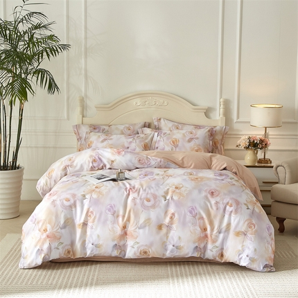 曼秀琳 2025新款铂金棉数码印花四件套(全棉133*76) 芸婉-玉