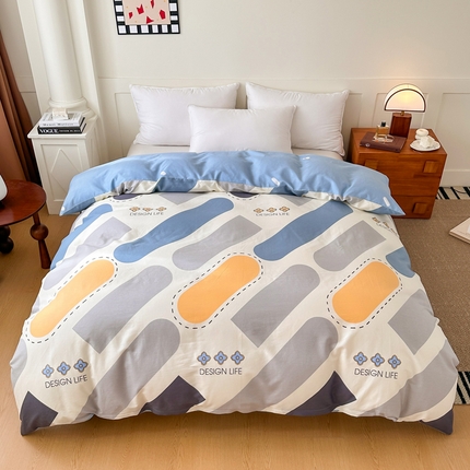 棉造家居 2025新款全棉纯棉印花系列学生宿舍单被套 光的邂逅-蓝
