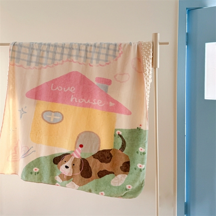 91家纺网 家纺一手货源 找家纺 暖生活 2025新款全消光牛奶绒豆豆毯毛毯 爱的小屋