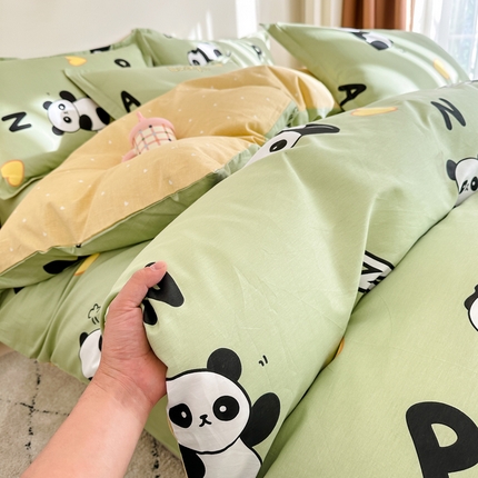 棉造家居 2025新款全棉纯棉印花系列学生宿舍单被套 熊猫宝贝