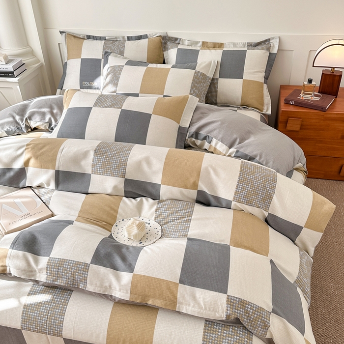 91家纺网 家纺一手货源 找家纺 棉造家居 2025新款亲肤舒适全棉纯棉印花系列三/四件套 雅阁-灰