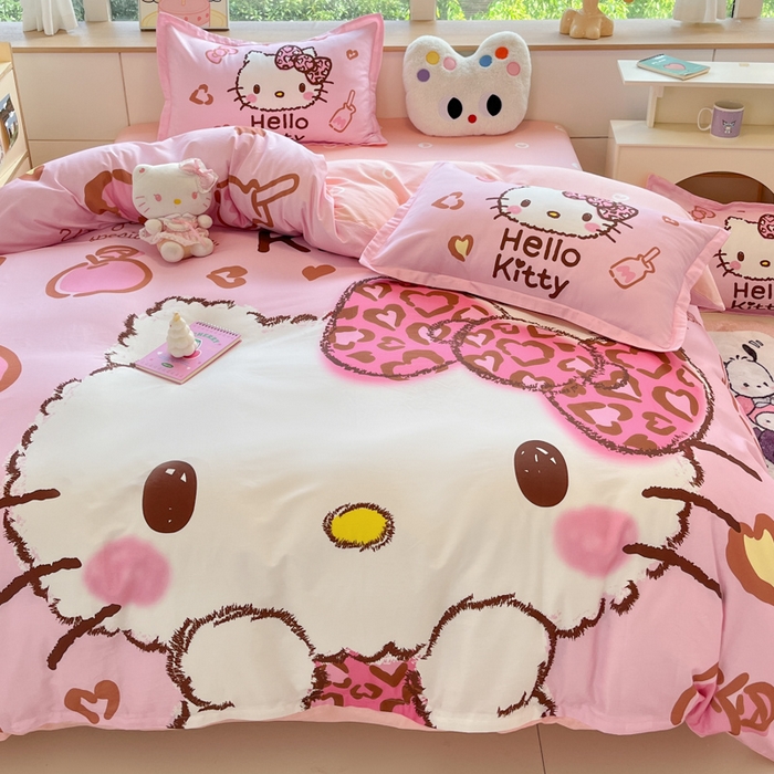 91家纺网 家纺一手货源 找家纺 博雅 2025新款三丽鸥大版印花全棉四件套专版花型 全棉大版（升级款信封枕）甜酷KT