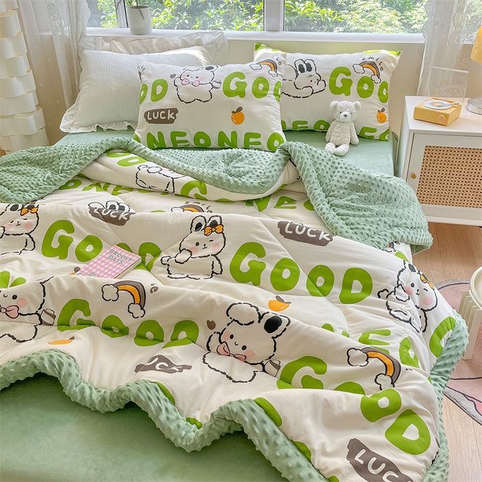 91家纺网 家纺一手货源 找家纺 云家 2025新款豆豆绒被子被芯夏凉被空调被四季被 字母小兔