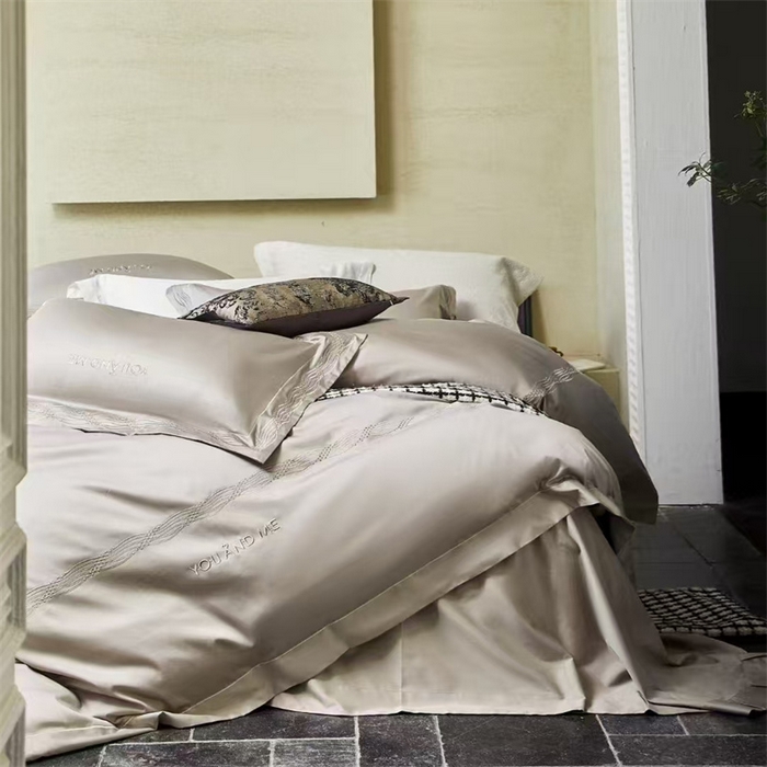 91家纺网 家纺一手货源 找家纺 玖玖爱家纺 2025新款180支植物甑棉四件套-时光之舞 时光之舞-玛瑙灰