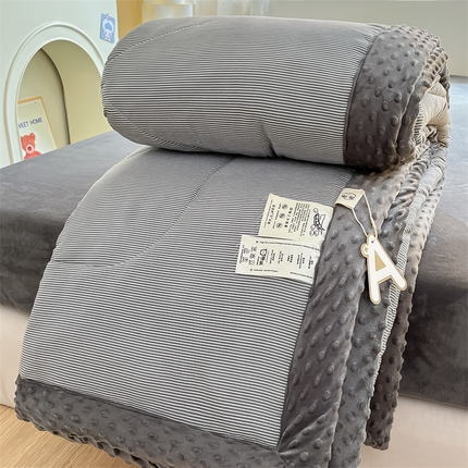 云家 2025新款豆豆绒被子被芯夏凉被空调被四季被 灰细条