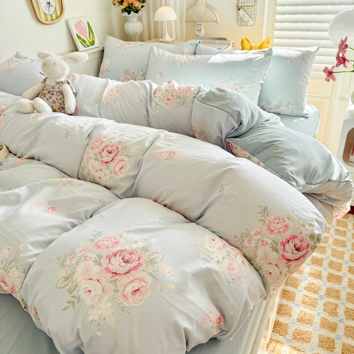 91家纺网 家纺一手货源 找家纺 （总）慕澄家纺 2025新款小清新水洗棉印花四件套