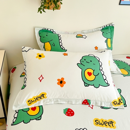 棉造家居 2025新款全棉纯棉印花系列单枕套 恐龙宝贝