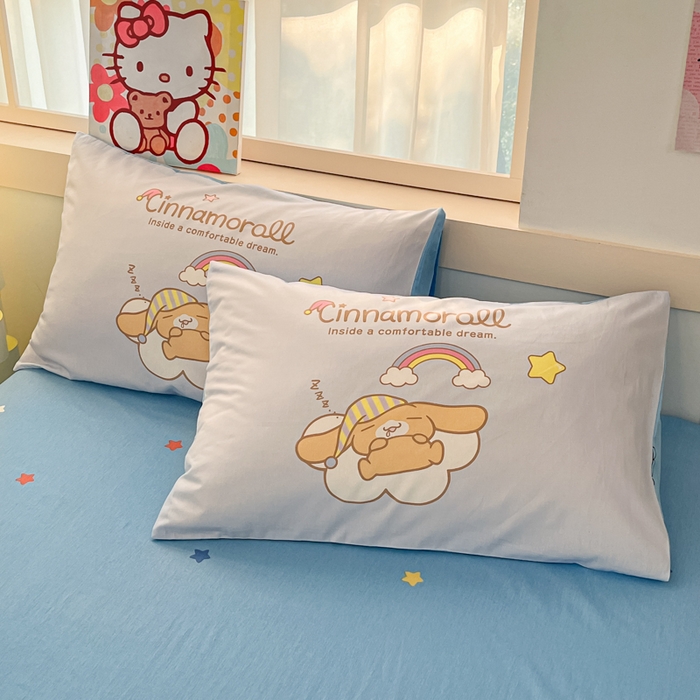 91家纺网 家纺一手货源 找家纺 博雅 2025新款三丽鸥大版印花全棉四件套专版花型 全棉大版（普通款口袋枕）星星玉桂狗