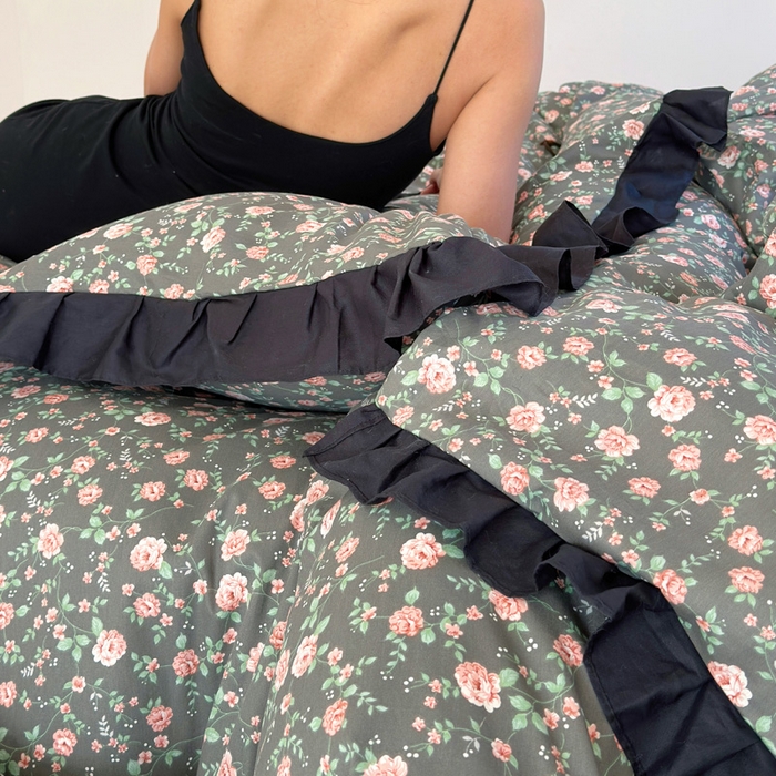 91家纺网 家纺一手货源 找家纺 澳萝拉 2025新款全棉斜纹花边印花四件套 海瑟薇