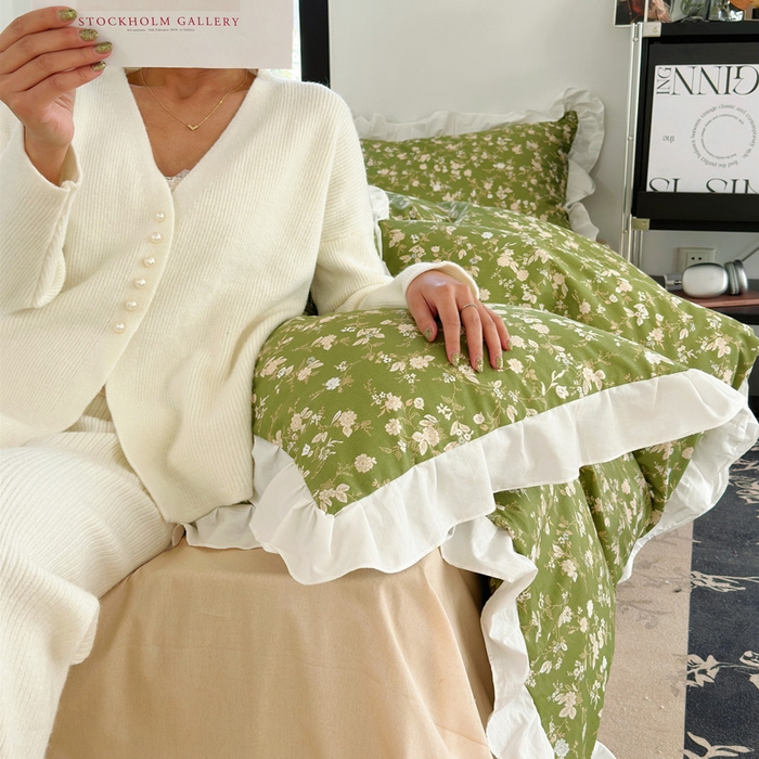 91家纺网 家纺一手货源 找家纺 澳萝拉 2025新款全棉斜纹花边印花四件套 穆夏