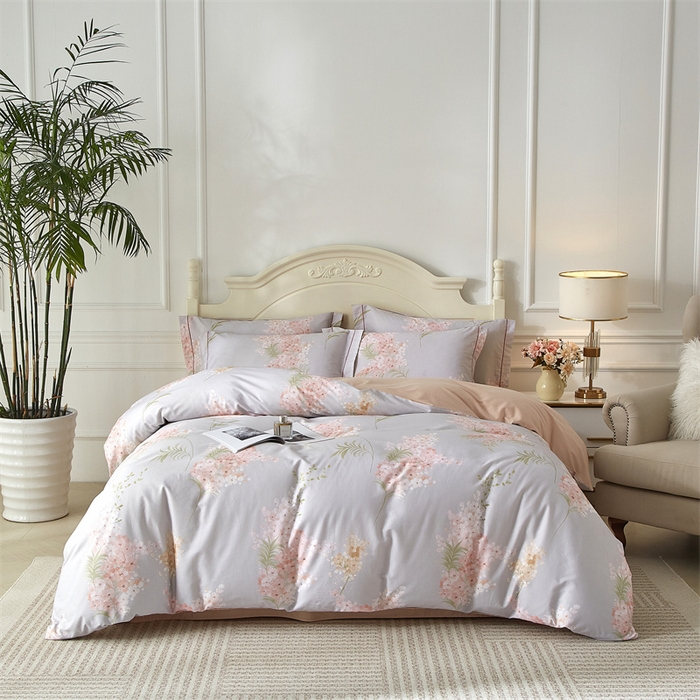 91家纺网 家纺一手货源 找家纺 曼秀琳 2025新款铂金棉数码印花四件套(全棉133*76) 芊然-桔