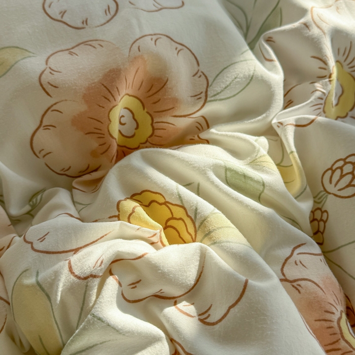 91家纺网 家纺一手货源 找家纺 赫然 2026新款水洗双层纱四件套 露华浓