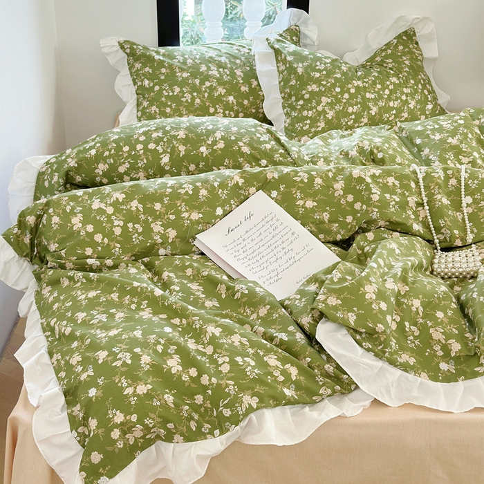 91家纺网 家纺一手货源 找家纺 澳萝拉 2025新款全棉斜纹花边印花四件套 穆夏