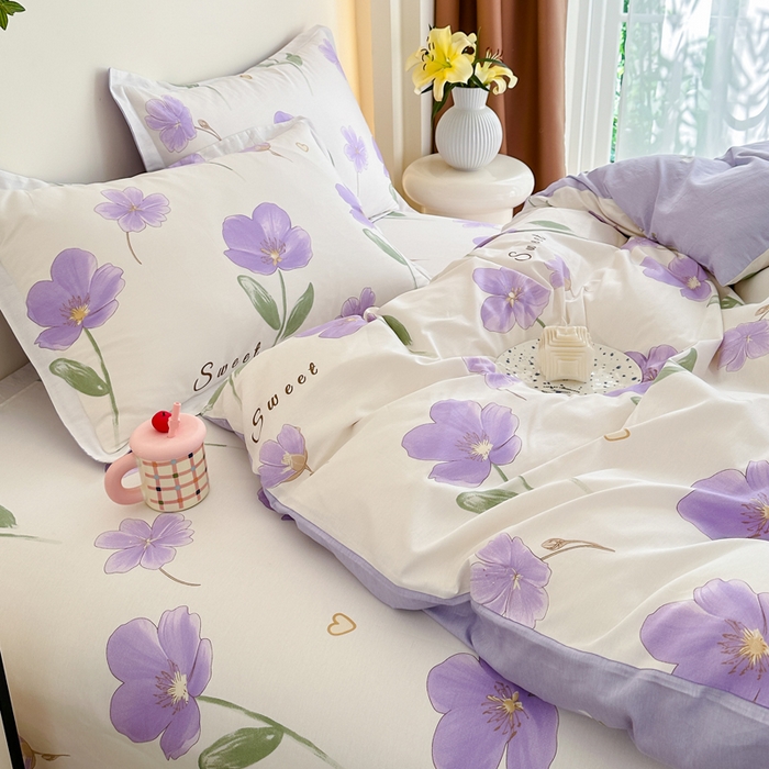 91家纺网 家纺一手货源 找家纺 棉造家居 2025新款亲肤舒适全棉纯棉印花系列三/四件套 甜美花韵