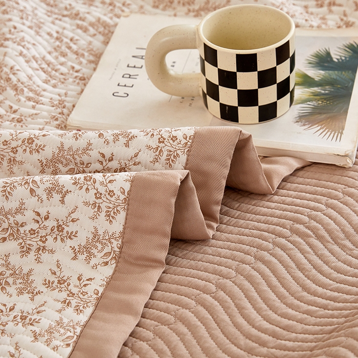 91家纺网 家纺一手货源 找家纺 莎果 2025春夏莫代尔印花高温砂洗床盖三件套四件套 薇拉