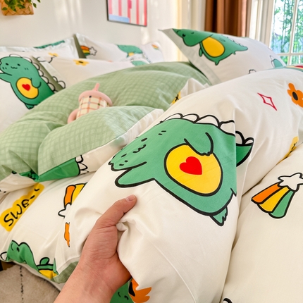 棉造家居 2025新款全棉纯棉印花系列学生宿舍单被套 恐龙宝贝