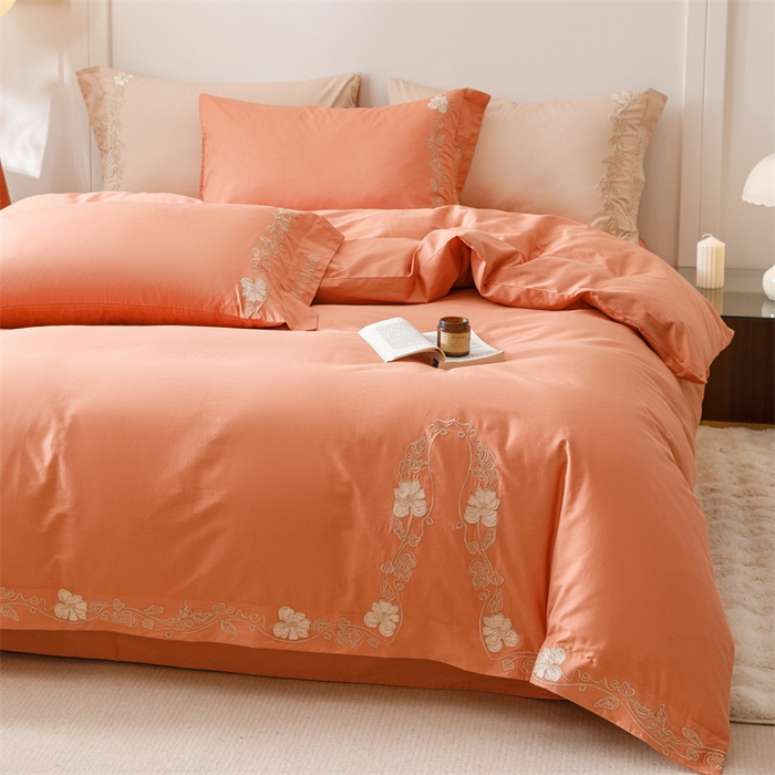 91家纺网 家纺一手货源 找家纺 （总）艾莱家纺 2025新款A类精梳纯棉刺绣花四件套-赫柏