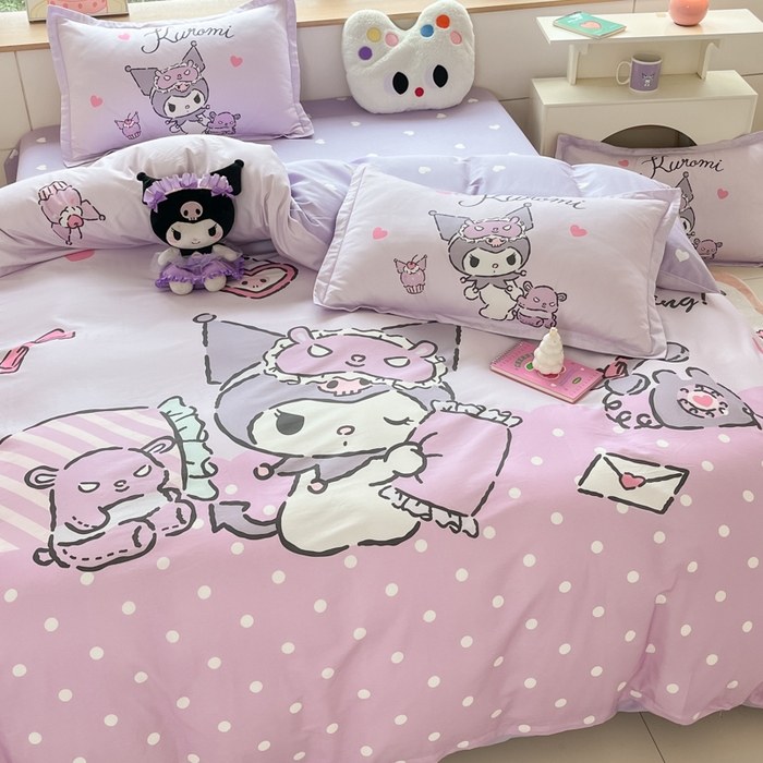 91家纺网 家纺一手货源 找家纺 博雅 2025新款三丽鸥大版印花全棉四件套专版花型 全棉大版（升级款信封枕）晚安库洛米