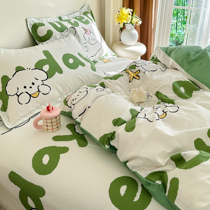 91家纺网 家纺一手货源 找家纺 棉造家居 2025新款亲肤舒适全棉纯棉印花系列三/四件套 萌宝儿