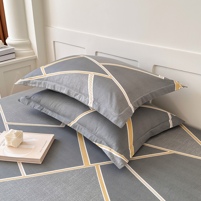 91家纺网 家纺一手货源 找家纺 棉造家居 2025新款亲肤舒适全棉纯棉印花单床笠 时尚拼图