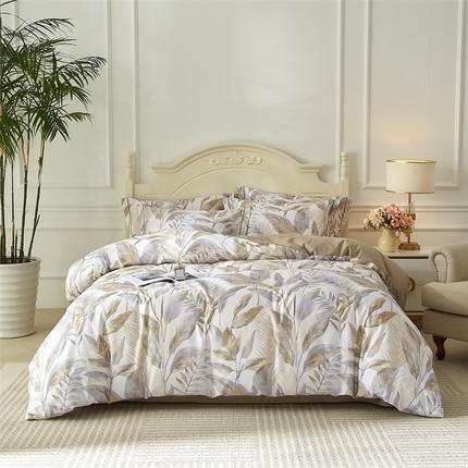 曼秀琳 2025新款铂金棉数码印花四件套(全棉133*76) 神秘雨林-驼