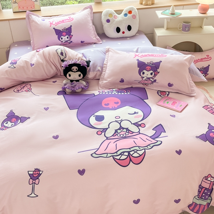 91家纺网 家纺一手货源 找家纺 博雅 2025新款三丽鸥大版印花全棉四件套专版花型 全棉大版（升级款信封枕）礼盒库洛米