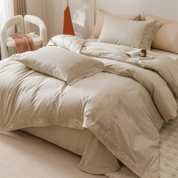 91家纺网 家纺一手货源 找家纺 艾莱家纺 2025新款A类精梳纯棉刺绣花四件套-赫柏 赫柏-夜绿