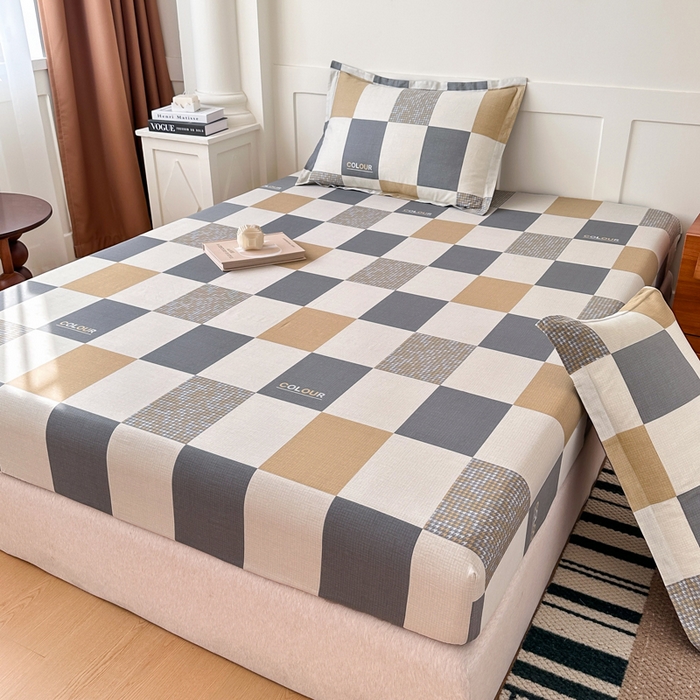 91家纺网 家纺一手货源 找家纺 棉造家居 2025新款亲肤舒适全棉纯棉印花单床笠 雅阁-灰