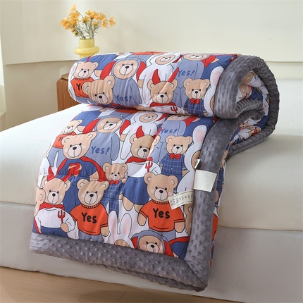 91家纺网 家纺一手货源 找家纺 云家 2025新款豆豆绒被子被芯夏凉被空调被四季被 酷酷熊