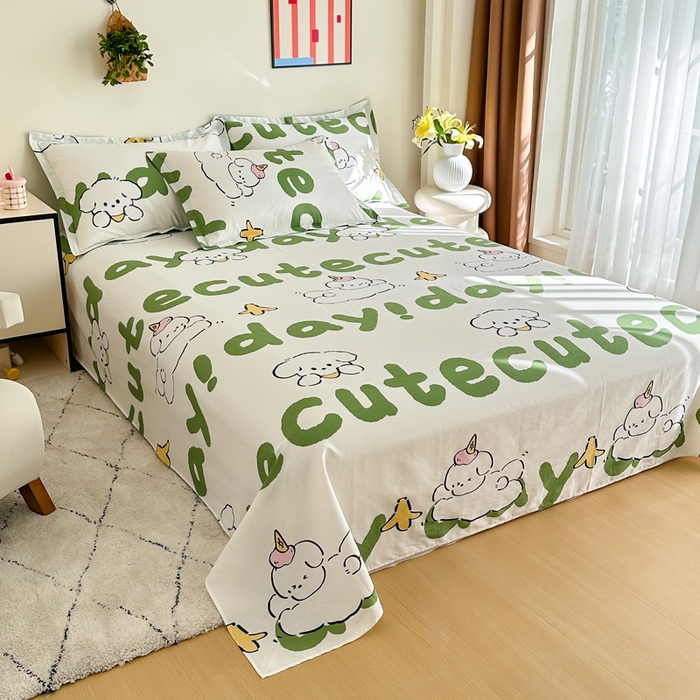 91家纺网 家纺一手货源 找家纺 棉造家居 2025新款全棉纯棉印花学生宿舍单床单 萌宝儿