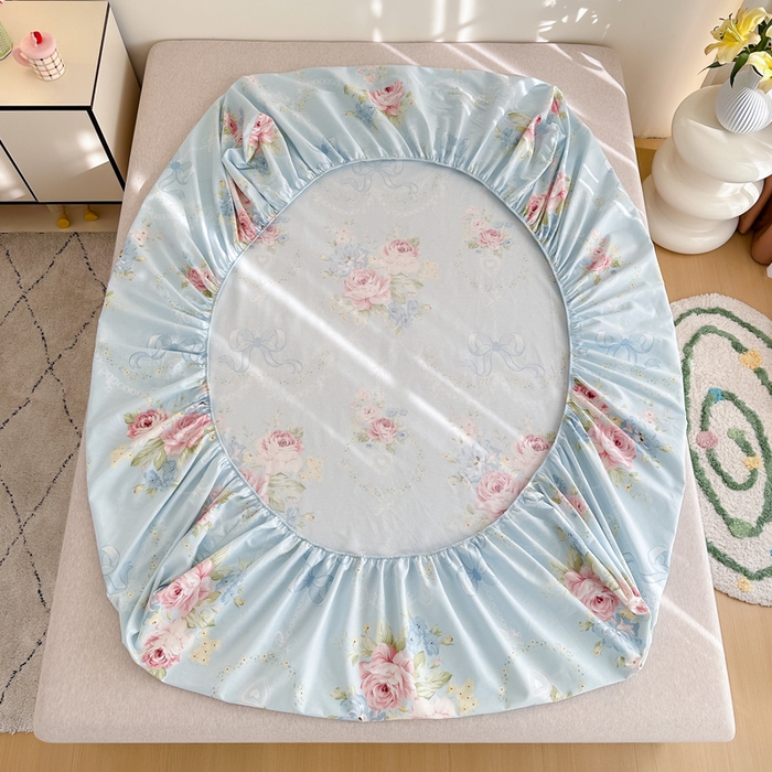 91家纺网 家纺一手货源 找家纺 棉造家居 2025新款亲肤舒适全棉纯棉印花单床笠 花涧烟雨